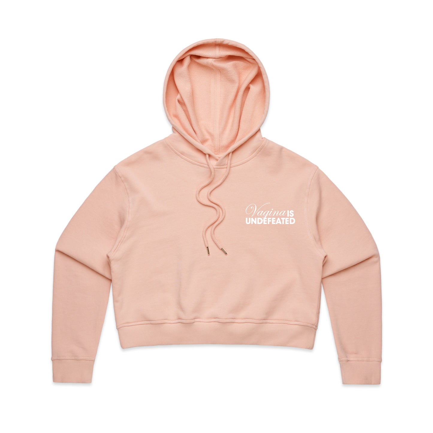 Vagina Is Undefeated Embroidered Women's Crop Top Hoodie